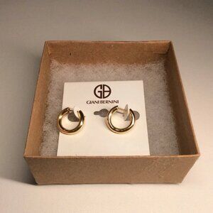 Giani Bernini 18k Gold Over Sterling Silver Snap Hinged Earrings Shiny 5/8" New